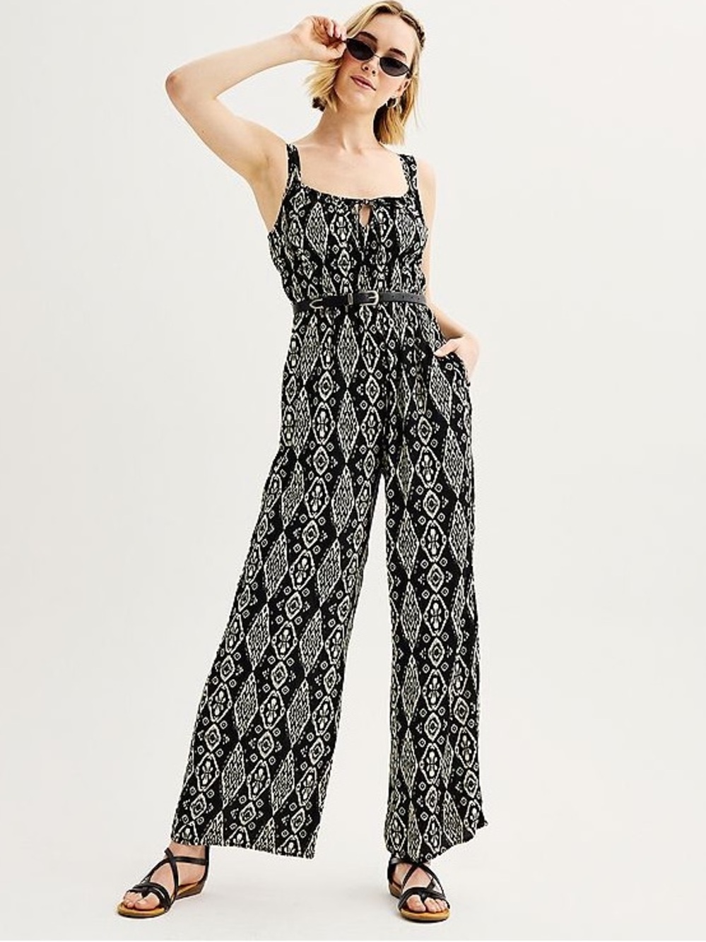 Live To Be Spoiled Aztec Print Jumpsuit